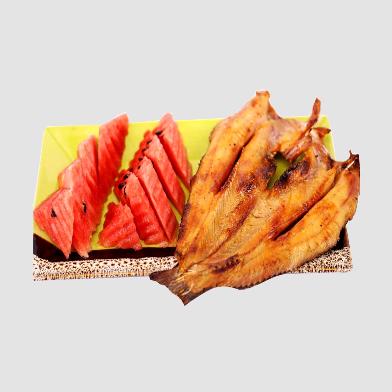 55.Fried fish with watermelon