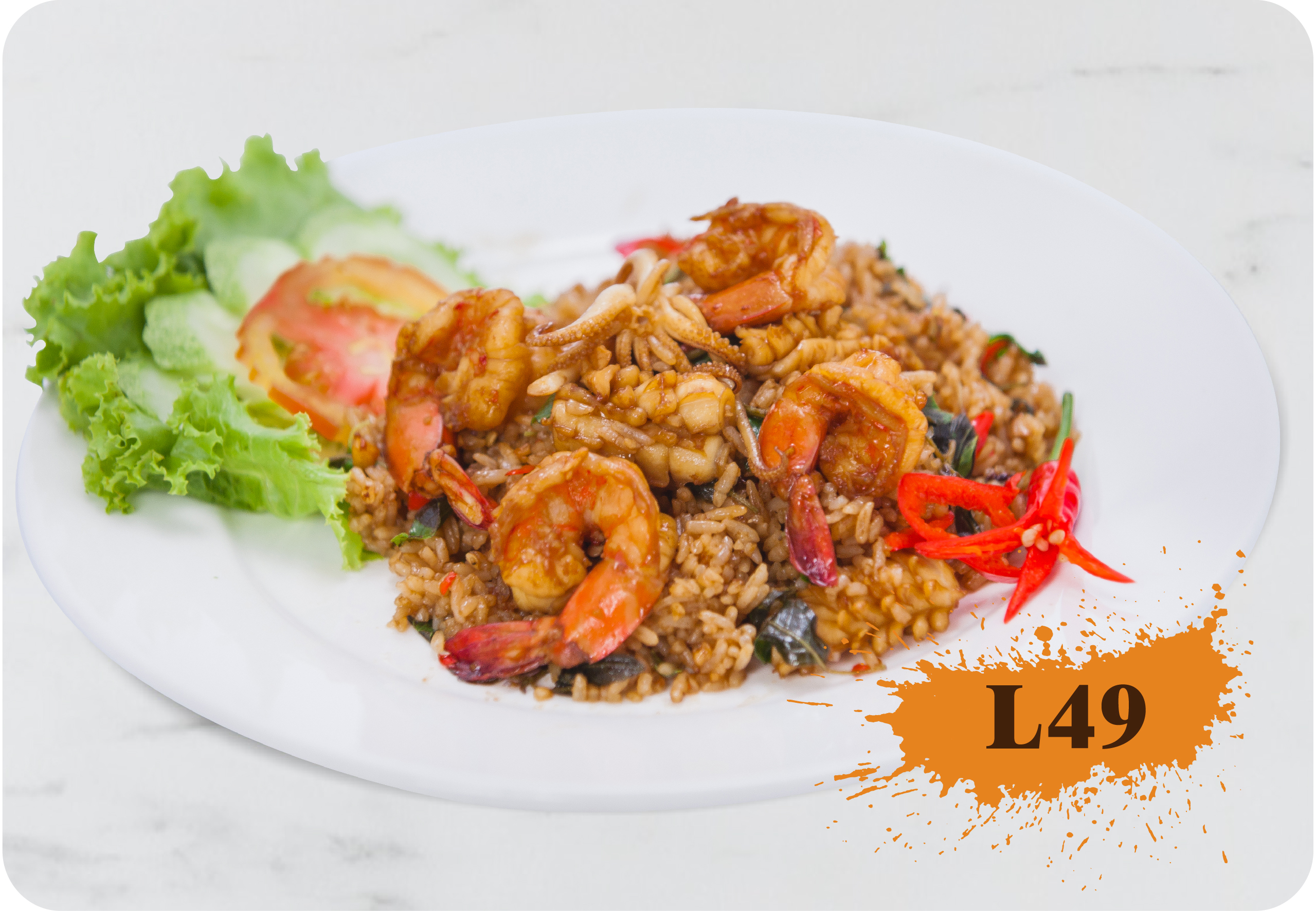 66.Fried Rice with Hot Basil Leaces and Seafood