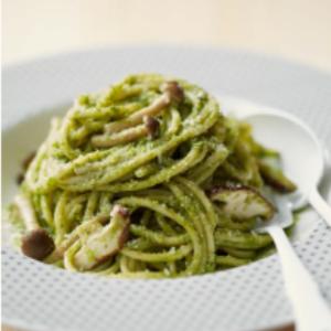 68.Spaghetti Mushroom Pesto Cream Sauce