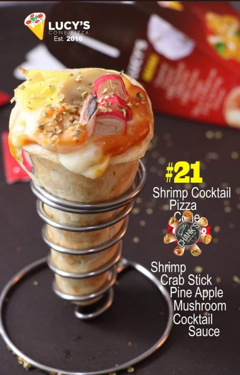 21.Shrimp Cocktail Pizza Cone