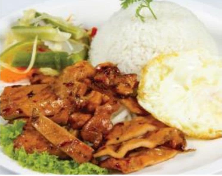 167.Grilled Pork Rice Nam Tok Sauce