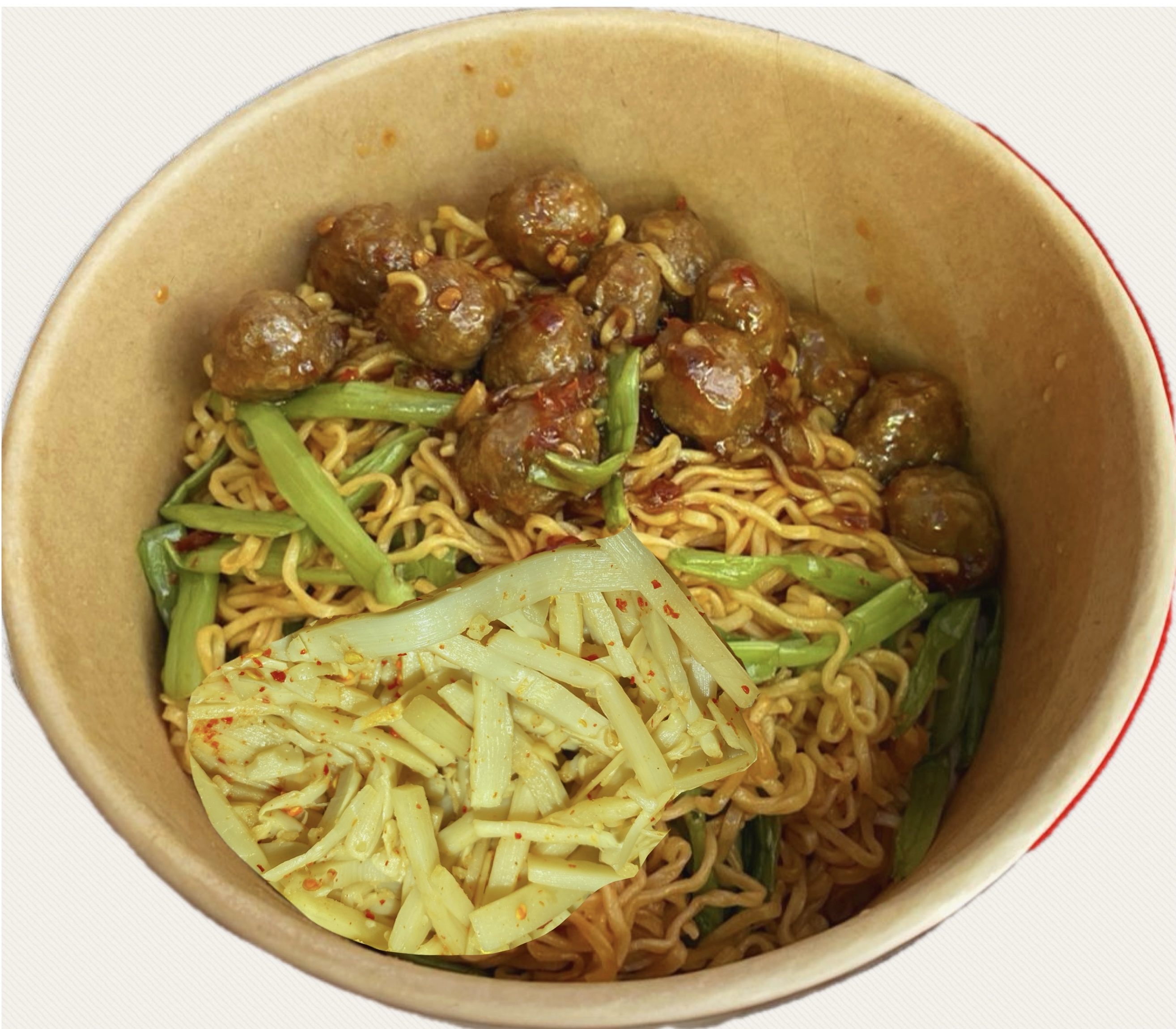 05.Fried Noodle with Dried Beef Meatballs and bamboo Shoot